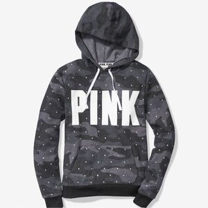 PINK Victoria's Secret Gray Camo Studded Rhinestone Sweatshirt Medium